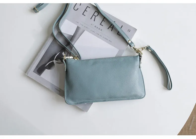 Red Leather Wristlet Wallet Womens Small Minimalist Shoulder Purse Zip Crossbody Purse Slim Shoulder Bag for Women
