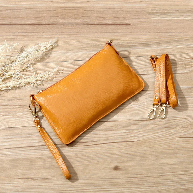 Red Leather Wristlet Wallet Womens Small Minimalist Shoulder Purse Zip Crossbody Purse Slim Shoulder Bag for Women