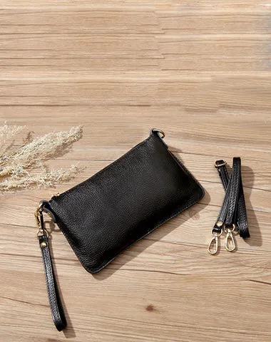 Red Leather Wristlet Wallet Womens Small Minimalist Shoulder Purse Zip Crossbody Purse Slim Shoulder Bag for Women