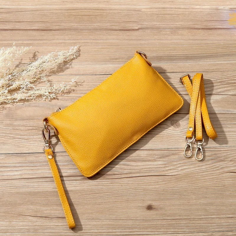 Red Leather Wristlet Wallet Womens Small Minimalist Shoulder Purse Zip Crossbody Purse Slim Shoulder Bag for Women