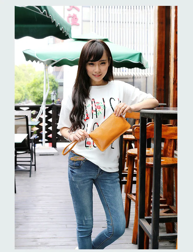 Red Leather Wristlet Wallet Womens Small Minimalist Shoulder Purse Zip Crossbody Purse Slim Shoulder Bag for Women