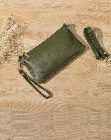 Red Leather Wristlet Wallet Womens Small Minimalist Shoulder Purse Zip Crossbody Purse Slim Shoulder Bag for Women