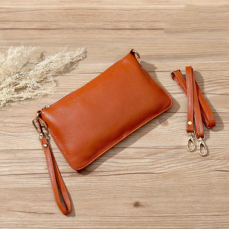 Red Leather Wristlet Wallet Womens Small Minimalist Shoulder Purse Zip Crossbody Purse Slim Shoulder Bag for Women