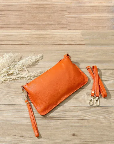 Red Leather Wristlet Wallet Womens Small Minimalist Shoulder Purse Zip Crossbody Purse Slim Shoulder Bag for Women