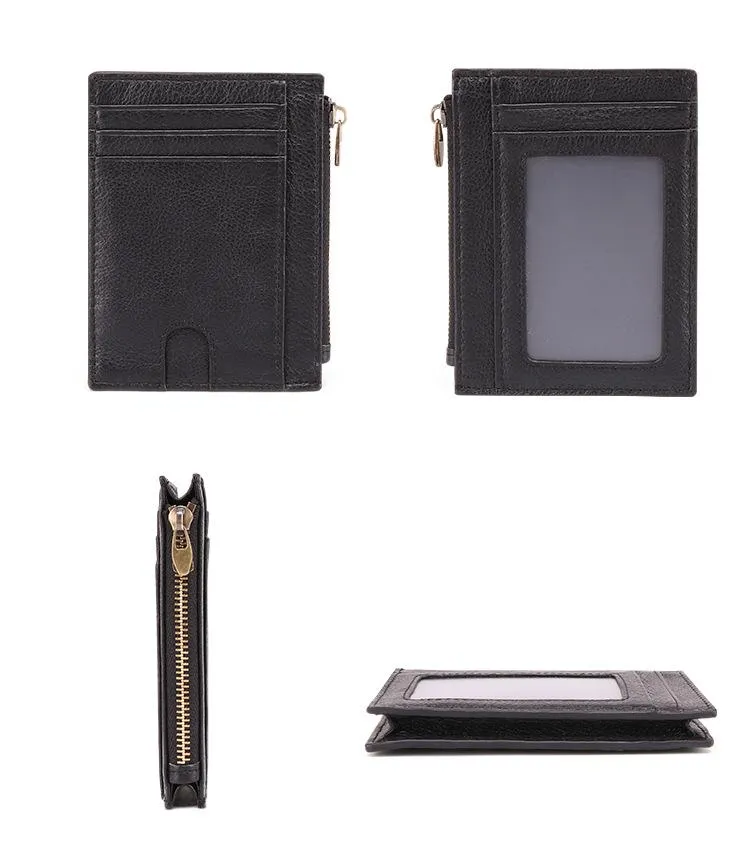 RFID Leather Mens Small Wallet Cardholder Wallet Front Pocket Wallets for Men