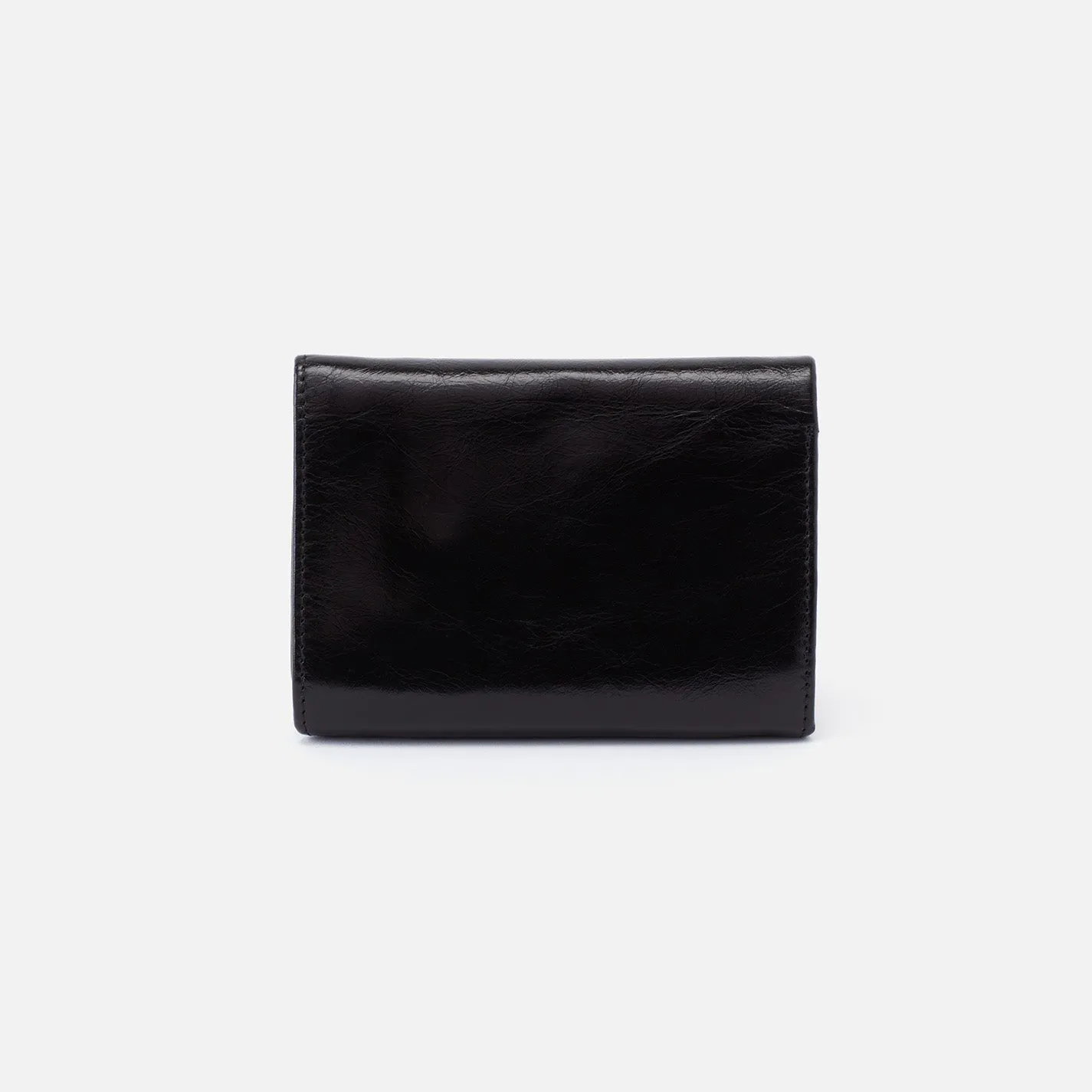 Robin Compact Wallet In Polished Leather - Black