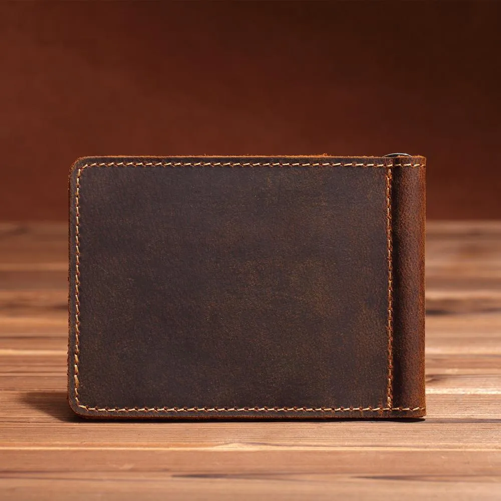 Slim Leather Mens Small Bifold Wallet Money Clip Wallet billfold Wallet Front Pocket Wallet for Men