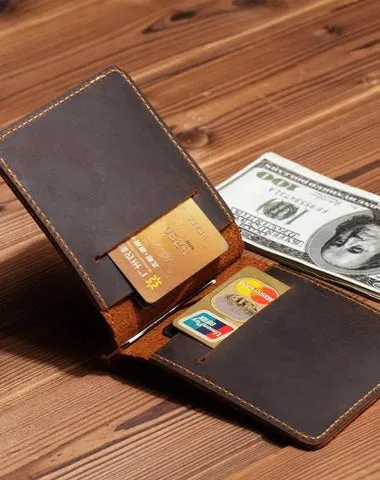 Slim Leather Mens Small Bifold Wallet Money Clip Wallet billfold Wallet Front Pocket Wallet for Men