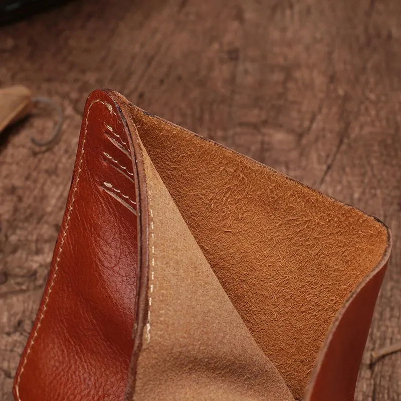 Slim Mens Black Leather Vertical Small billfold Wallet Bifold Brown Small Wallet for Men