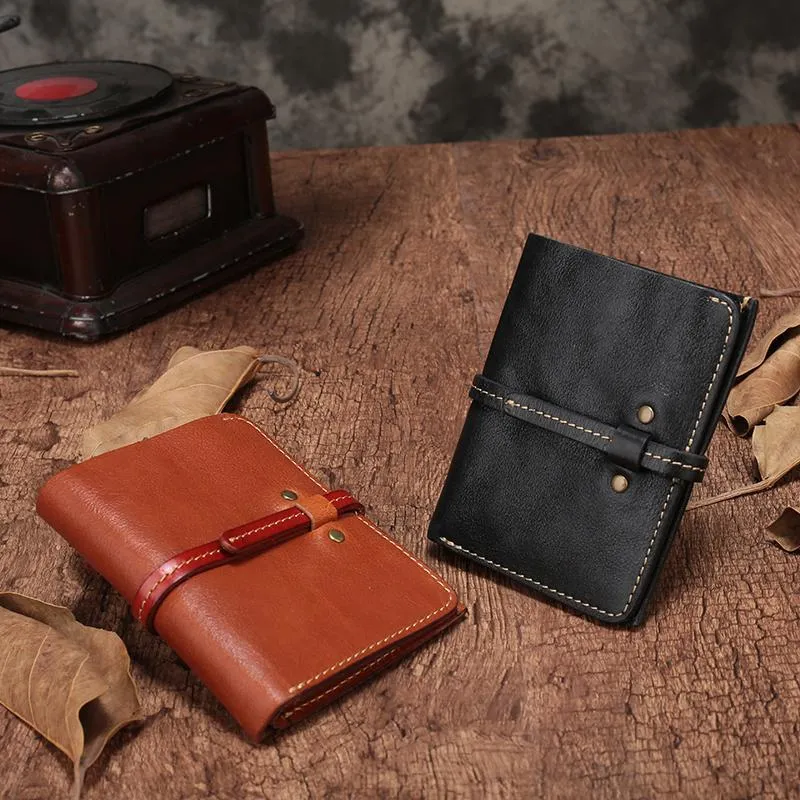 Slim Mens Black Leather Vertical Small billfold Wallet Bifold Brown Small Wallet for Men