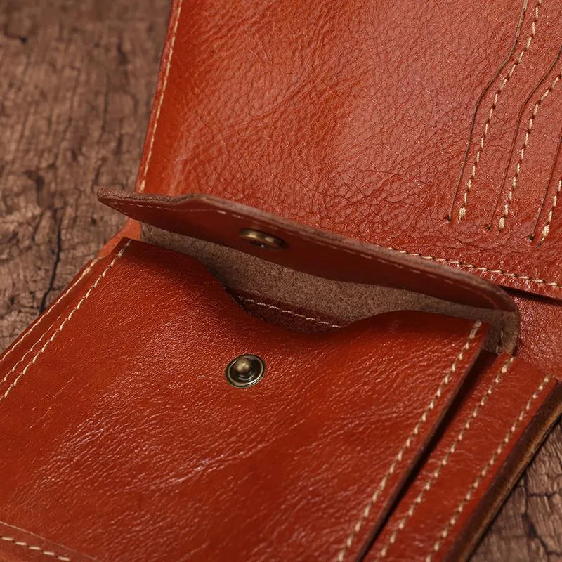Slim Mens Black Leather Vertical Small billfold Wallet Bifold Brown Small Wallet for Men