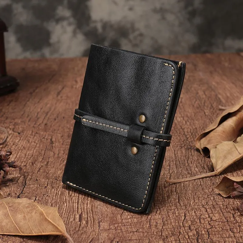 Slim Mens Black Leather Vertical Small billfold Wallet Bifold Brown Small Wallet for Men