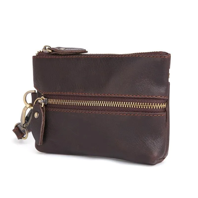 Small Leather Men's Key Wallet Car Key Holder Coin Wallet Change Holder For Men