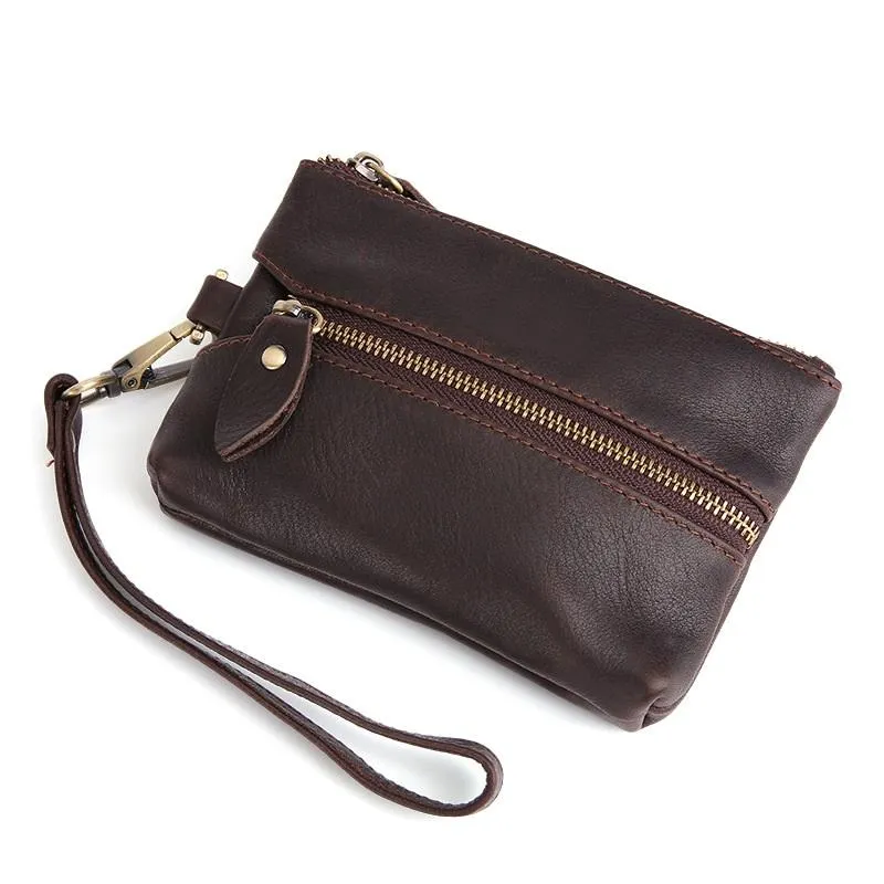 Small Leather Men's Key Wallet Car Key Holder Coin Wallet Change Holder For Men