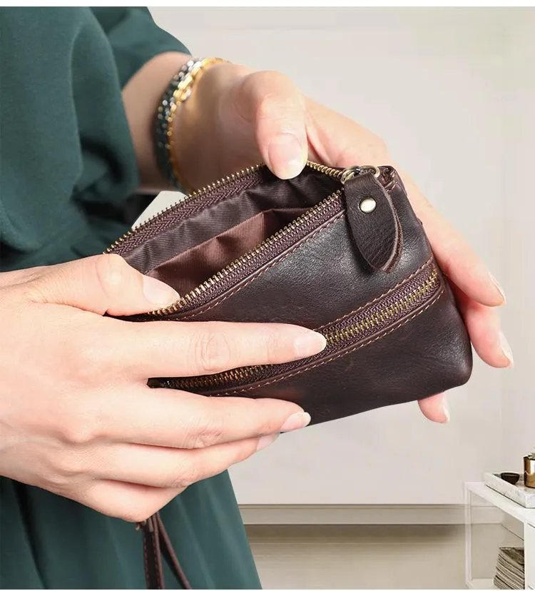 Small Leather Men's Key Wallet Car Key Holder Coin Wallet Change Holder For Men