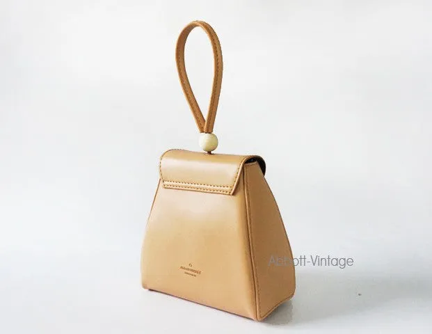 Stylish Leather Beige Womens Handbag Clutch Purse Wristlet Bag for Women