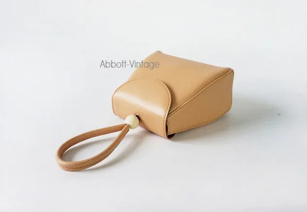 Stylish Leather Beige Womens Handbag Clutch Purse Wristlet Bag for Women