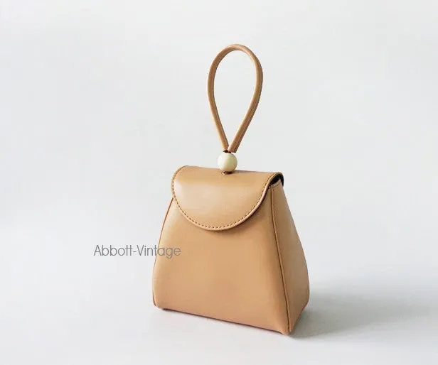 Stylish Leather Beige Womens Handbag Clutch Purse Wristlet Bag for Women