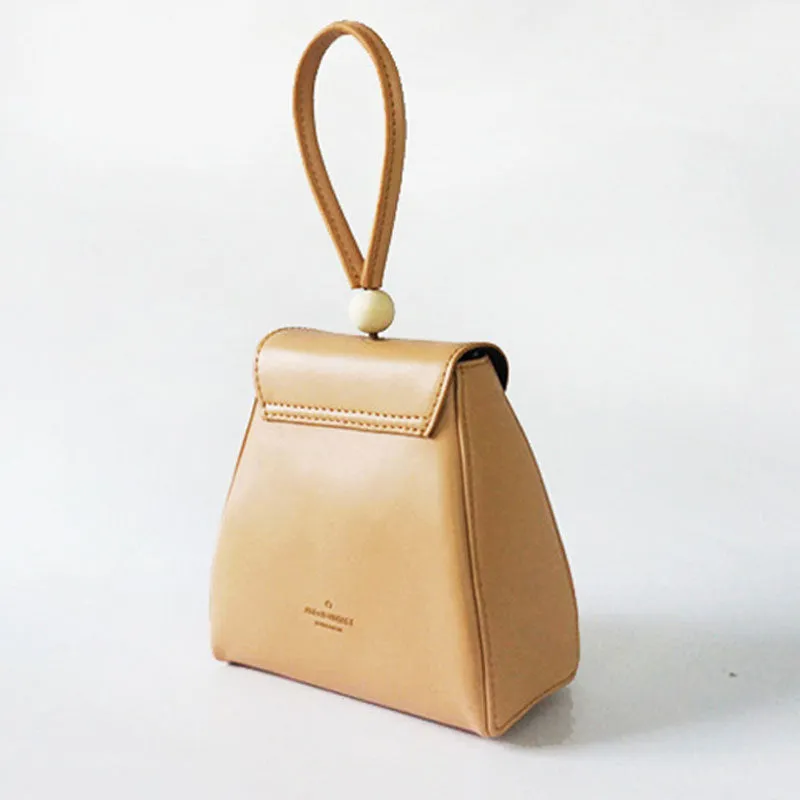 Stylish Leather Beige Womens Handbag Clutch Purse Wristlet Bag for Women