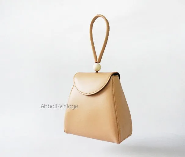 Stylish Leather Beige Womens Handbag Clutch Purse Wristlet Bag for Women