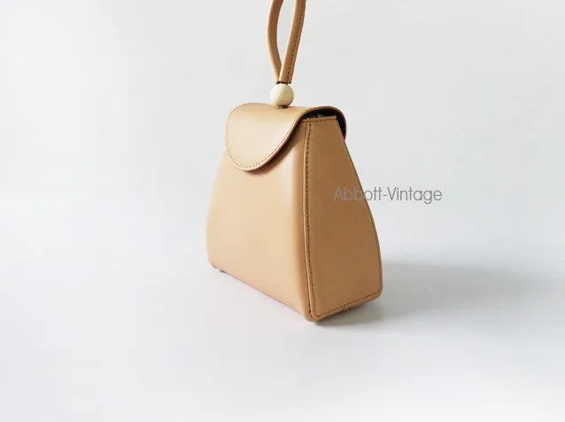 Stylish Leather Beige Womens Handbag Clutch Purse Wristlet Bag for Women