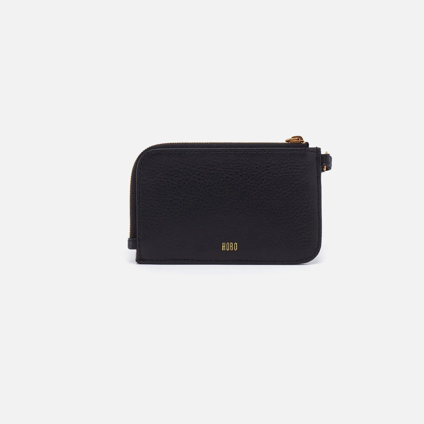 Tabby Card Wristlet In Pebbled Leather - Black