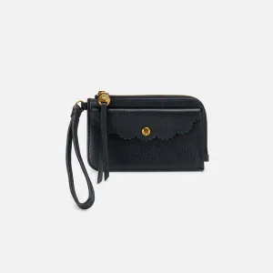 Tabby Card Wristlet In Pebbled Leather - Black