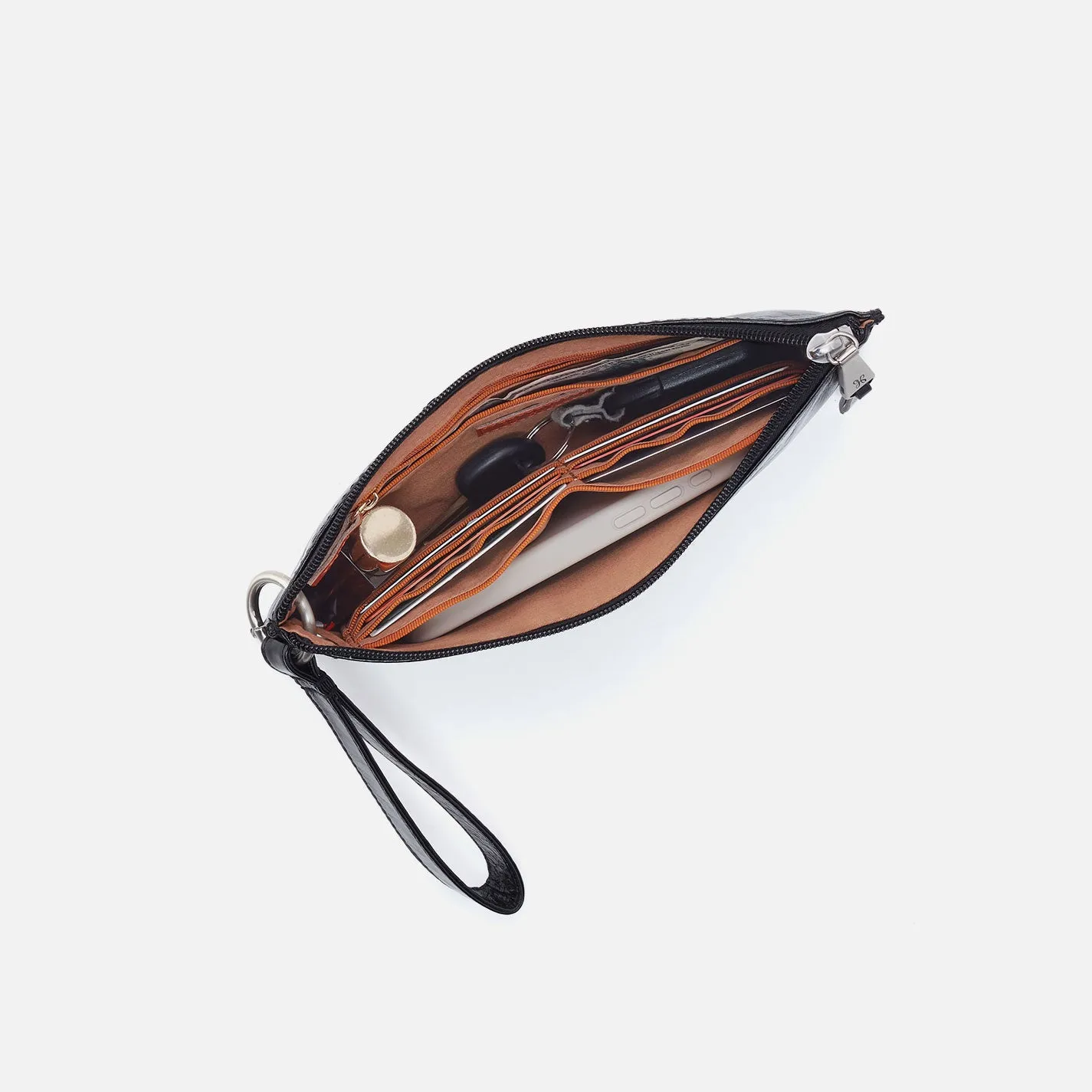 Vida Wristlet In Buffed Leather - Whiskey