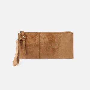 Vida Wristlet In Buffed Leather - Whiskey