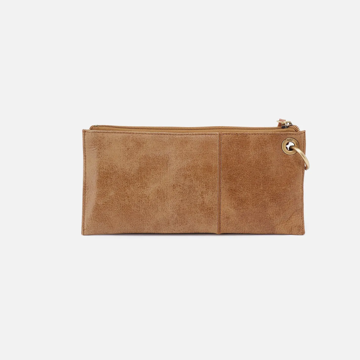 Vida Wristlet In Buffed Leather - Whiskey