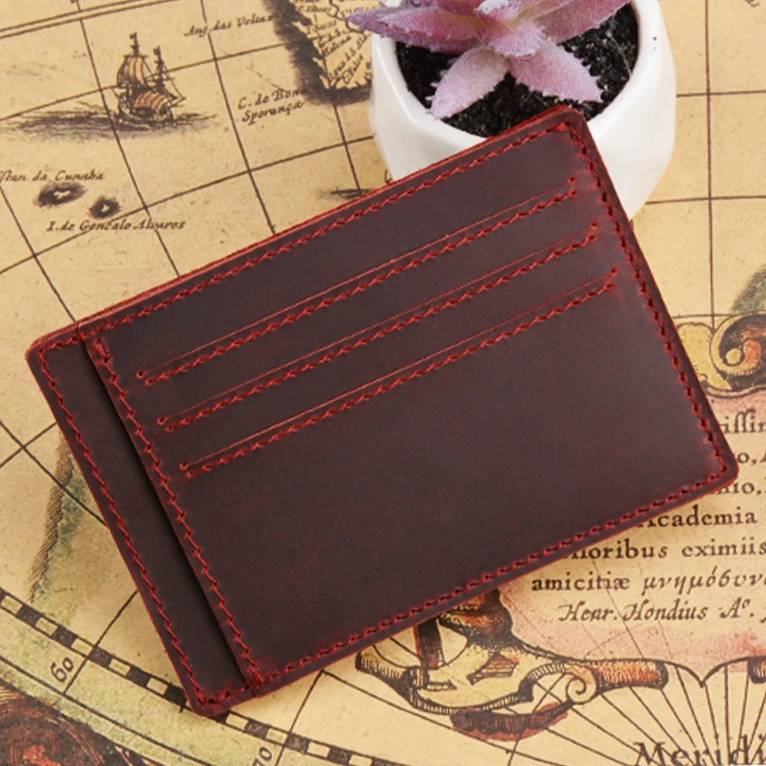 VINTAGE BROWN LEATHER MEN'S FRONT POCKET WALLETs BLACK SLIM CARD billfold WALLET SMALL WALLET FOR MEN