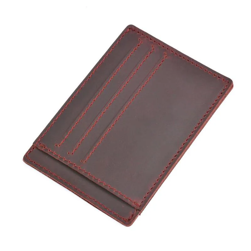 VINTAGE BROWN LEATHER MEN'S FRONT POCKET WALLETs BLACK SLIM CARD billfold WALLET SMALL WALLET FOR MEN