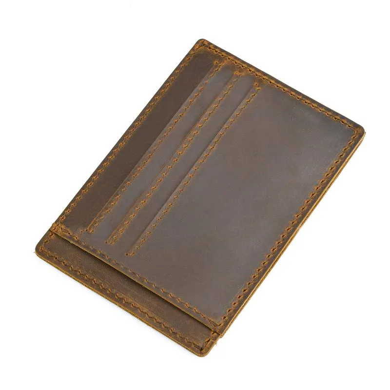 VINTAGE BROWN LEATHER MEN'S FRONT POCKET WALLETs BLACK SLIM CARD billfold WALLET SMALL WALLET FOR MEN