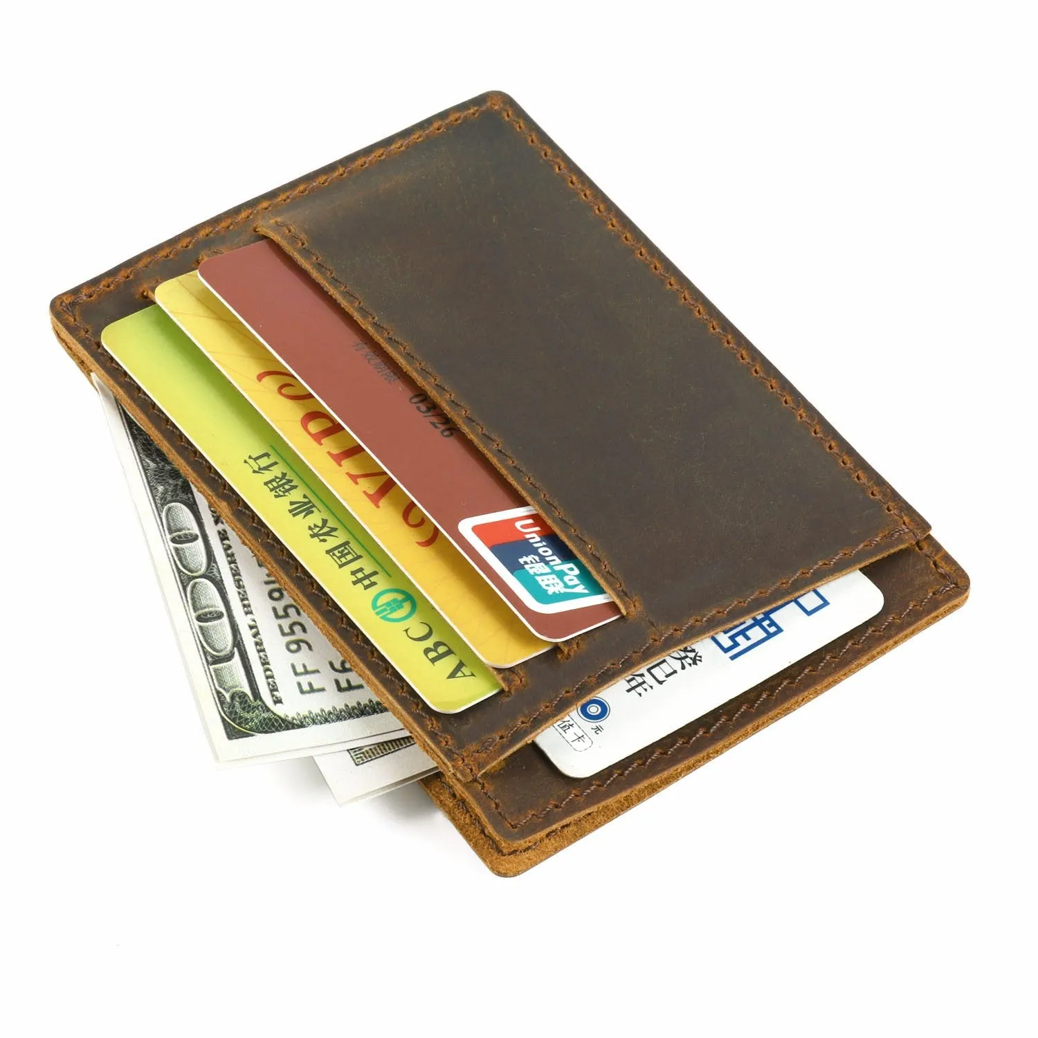 VINTAGE BROWN LEATHER MEN'S FRONT POCKET WALLETs BLACK SLIM CARD billfold WALLET SMALL WALLET FOR MEN