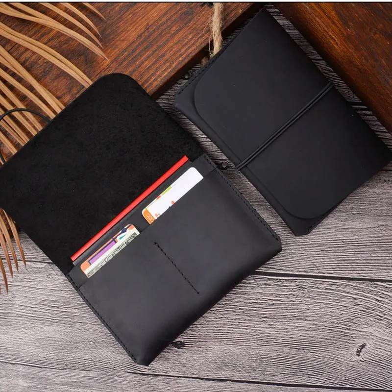 Vintage Brown Leather Men's Long Passport Wallet Black Travel Wallet Card Wallet For Men