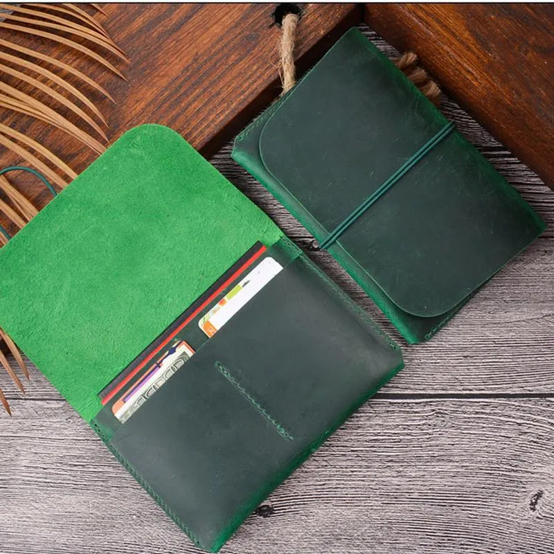 Vintage Brown Leather Men's Long Passport Wallet Black Travel Wallet Card Wallet For Men