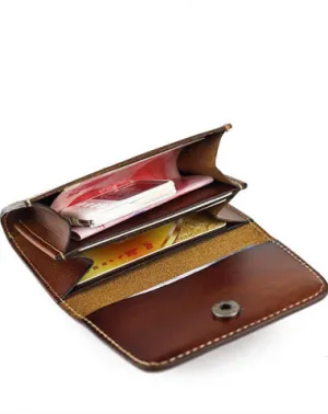Vintage Brown Leather Men's Small Wallet Black billfold Card Wallet For Men