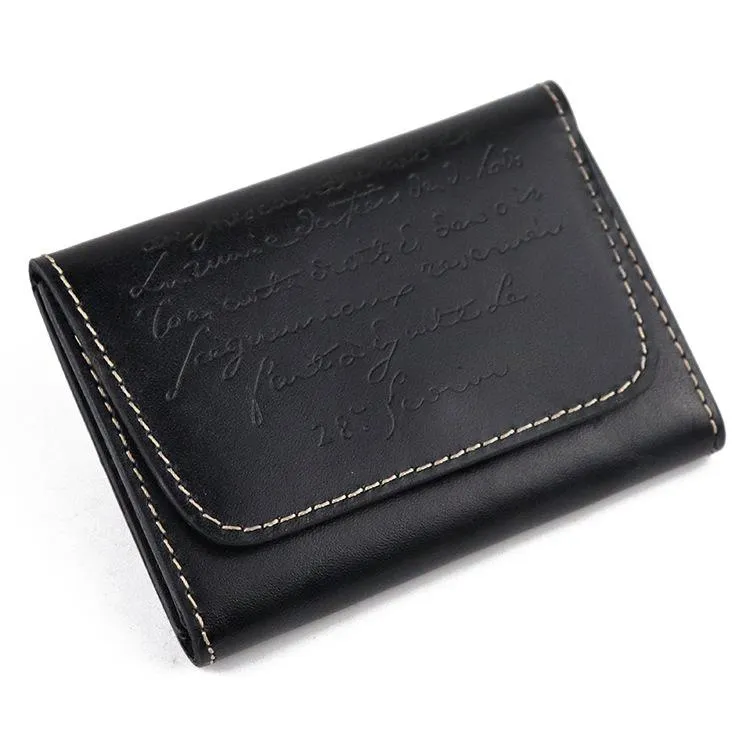 Vintage Brown Leather Men's Small Wallet Black billfold Card Wallet For Men