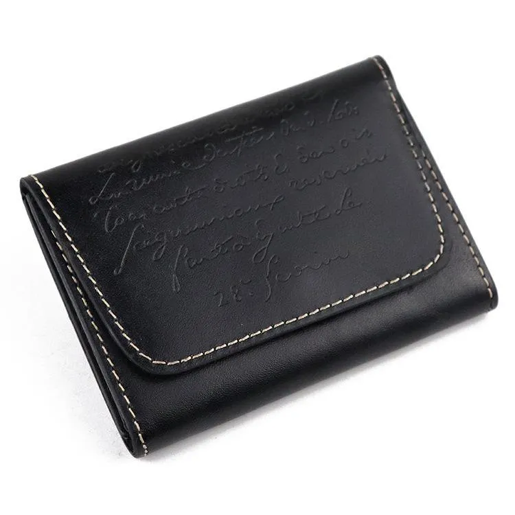 Vintage Brown Leather Men's Small Wallet Black billfold Card Wallet For Men