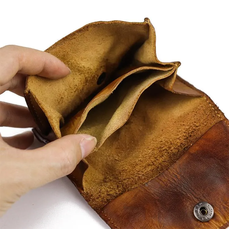 Vintage Brown Leather Men's Small Wallet Card Wallet Black billfold Front Pocket Wallet For Men