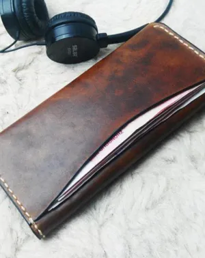 Vintage Coffee Leather Bifold Mens Long Wallet Leather Long Wallets for Men
