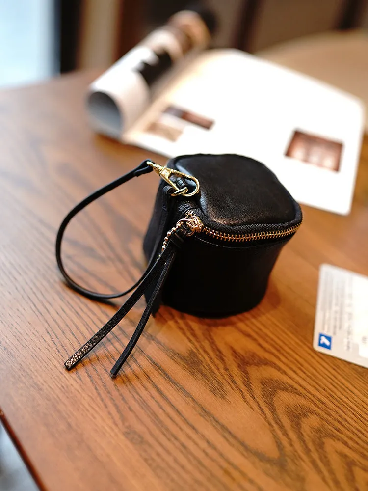 Vintage Coffee Leather Wristlet Wallet Cube Zip Clutch Wallet Womens Tan Ladies Zip Around Wallets for Women
