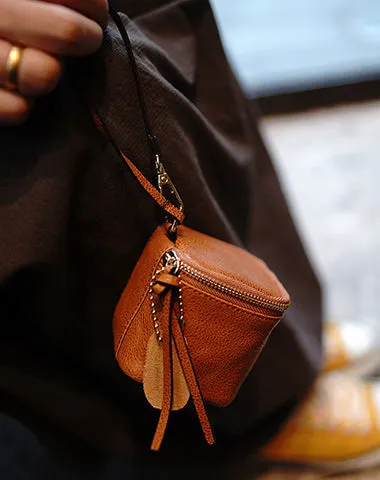 Vintage Coffee Leather Wristlet Wallet Cube Zip Clutch Wallet Womens Tan Ladies Zip Around Wallets for Women