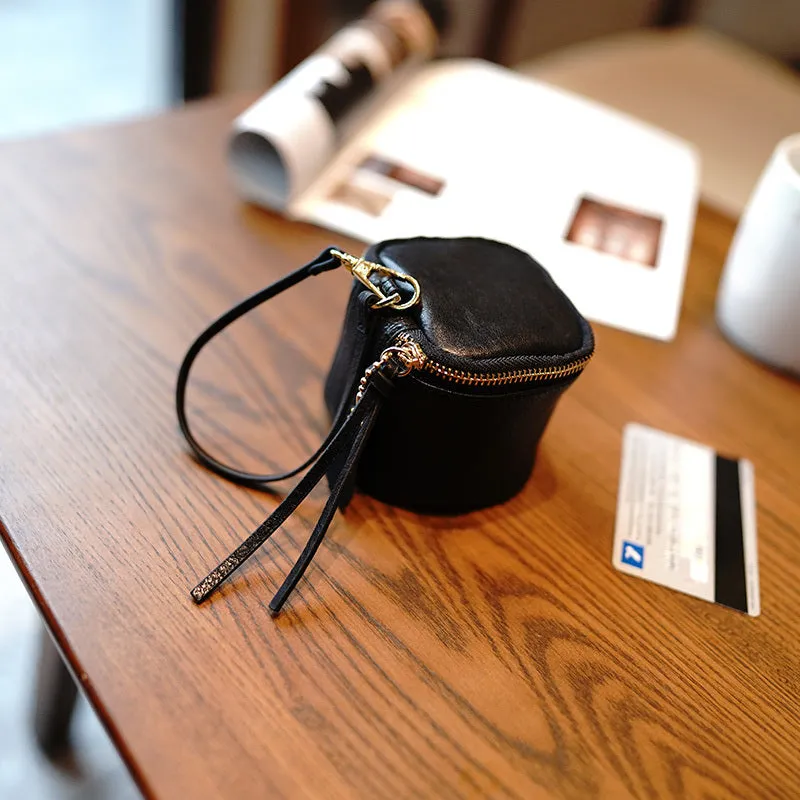 Vintage Coffee Leather Wristlet Wallet Cube Zip Clutch Wallet Womens Tan Ladies Zip Around Wallets for Women