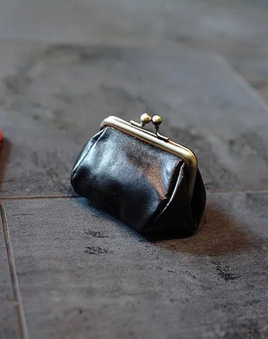 Vintage Coin Clasp Purse Womens Brown Leather Coin Purse Clasp Coin Purse Coinpouch
