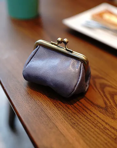 Vintage Coin Clasp Purse Womens Brown Leather Coin Purse Clasp Coin Purse Coinpouch