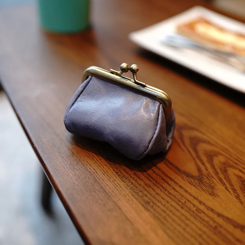Vintage Coin Clasp Purse Womens Brown Leather Coin Purse Clasp Coin Purse Coinpouch