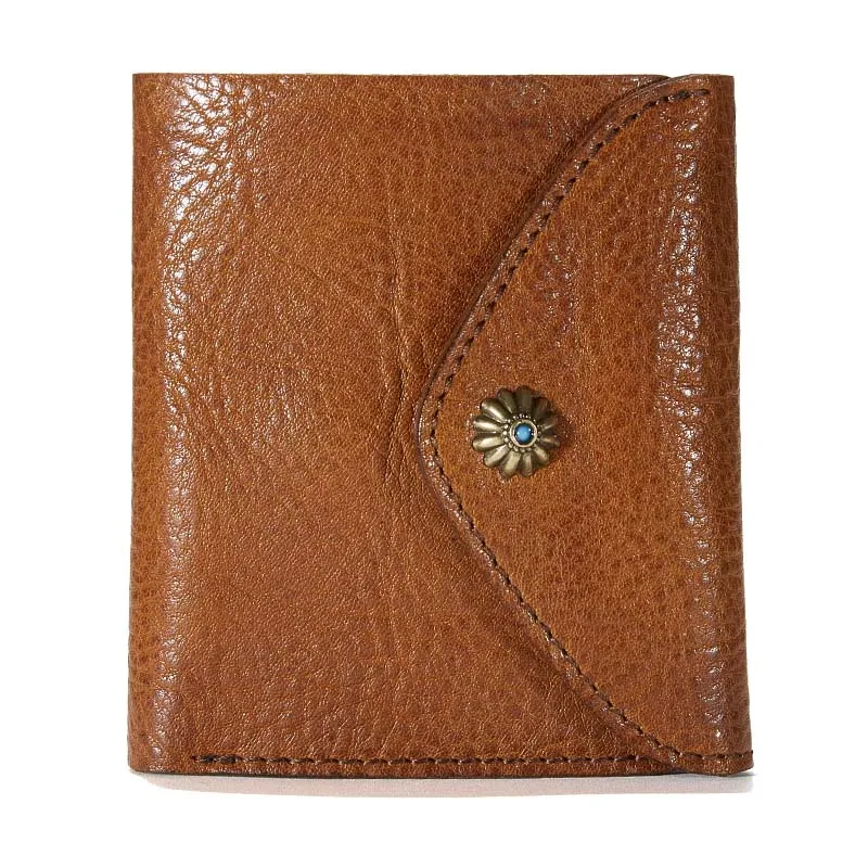 Vintage Genuine Leather Mens Billfold Brown Leather Wallet Front Pocket Wallet for Men