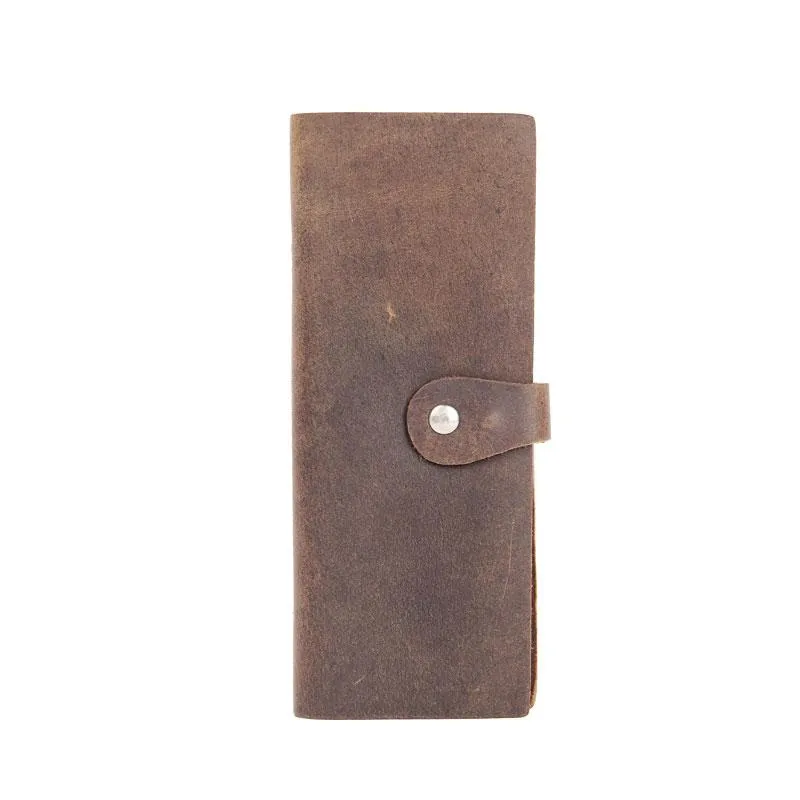Vintage Leather Mens Bifold Card Wallet Long Wallet for Men