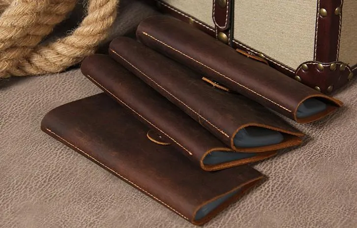 Vintage Leather Mens Bifold Card Wallet Long Wallet for Men